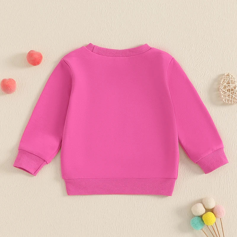 Sudadera Niña Rosa - Bordado de Letras Manga Larga - Firu Total Sales