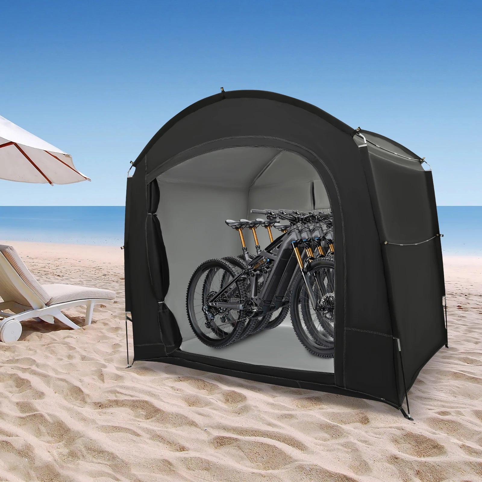 Outdoor 210D Oxford Cloth and Fiberglass Travel Bike Storage Tent for 1-4 Bikes Portable Waterproof Bicycle Shelter Tent Cover
