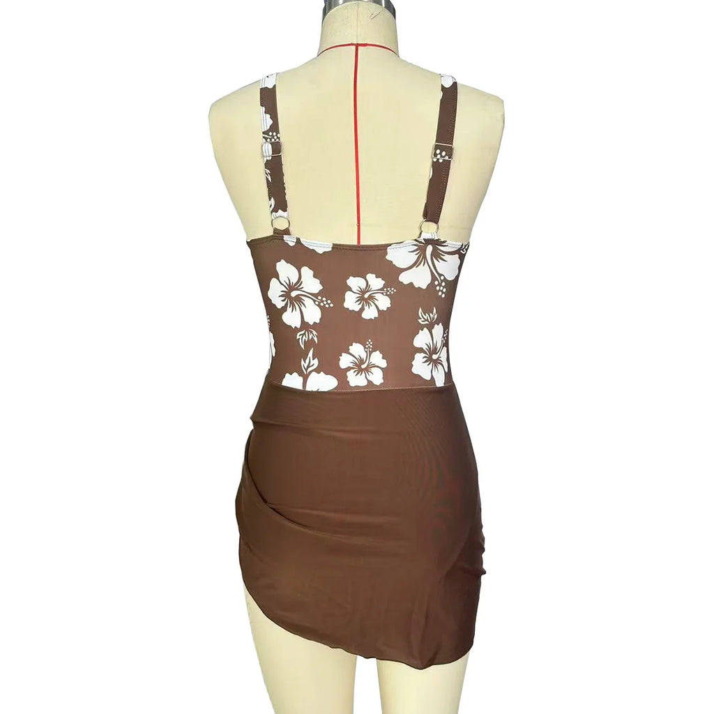 2026 New Printed One-Piece Dress-Style Women Swimsuit - Flattering Slimming Tummy Control Swimwear for Beach