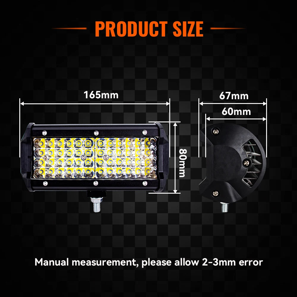 Barra LED Off Road 120W Combo | IP68+ | 6500K | 12V/24V | Camión, Tractor, Barco, SUV y ATV 4x4