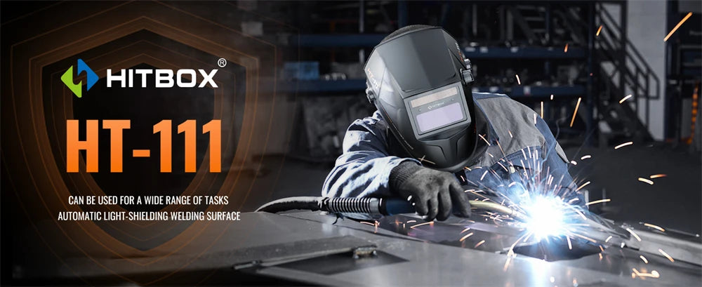 HITBOX Welding Helmet Auto Darkening Welding Mask For TIG MIG ARC Welder Machine Large View True Color DIN9-13 93*43MM Vision
