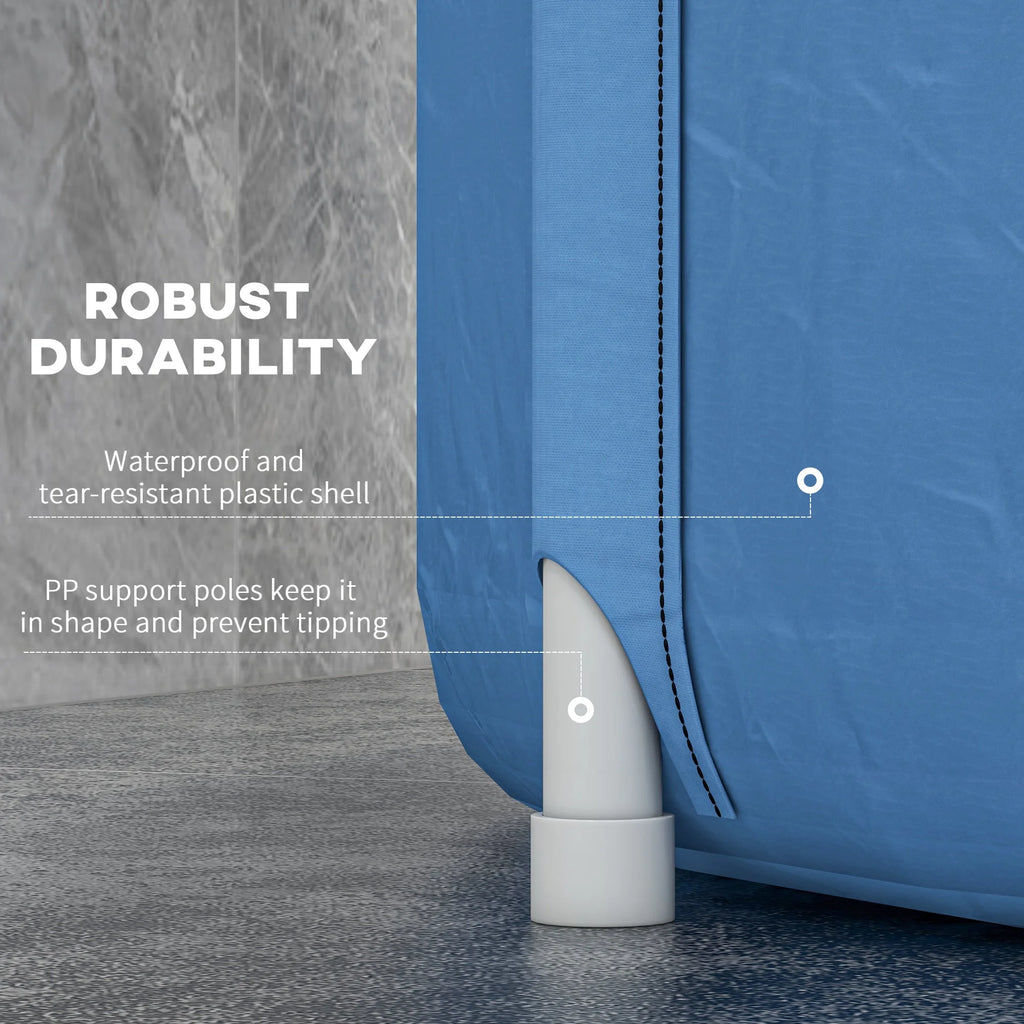 Inflatable Ice Bath Tub 100 Gallon Cold Plunge Pool for Athletes Recovery with Thermal Cover Hand Pump Carry Bag Blue and Black