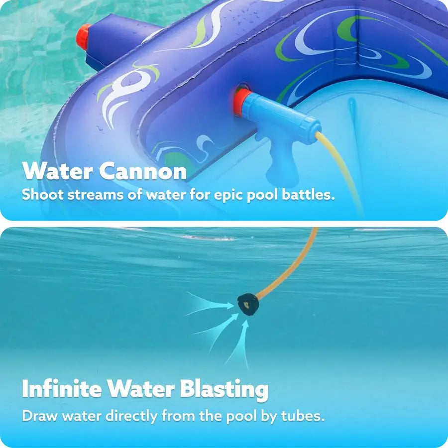 Inflatable Tank Pool Floats Kids, Pool Floaties Swimming Tank with Water Gun, Water Fight Toys, Inflatable Battle Fun for Summer