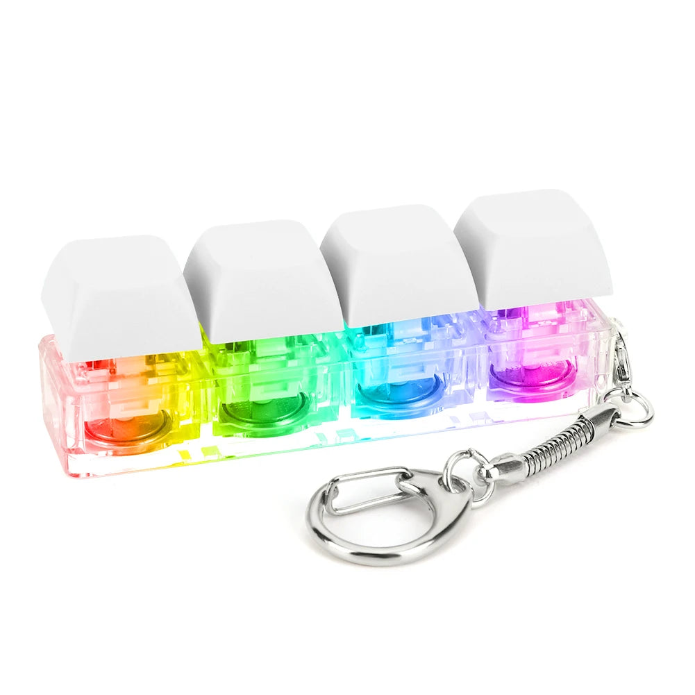 4 Keys Button Keycap Fidget Keychain Keyboard Key Toy Keyboard Clicker Toy Keyboard Cube Toy for Adult Gifts To Relief Pass Time