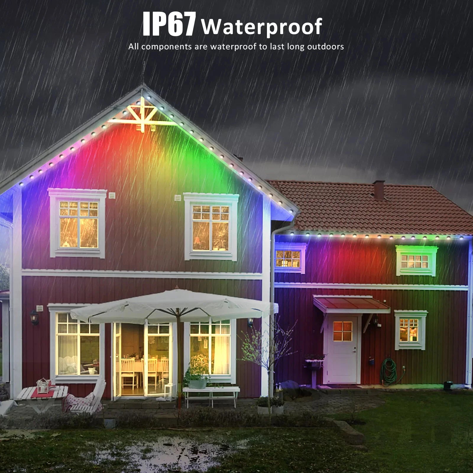 Luces Alero Exterior MIMIRGB 60m | 120LEDs RGBIC | IP67 | Alexa | Halloween y Navidad | Casa Completa - Firu Total Sales