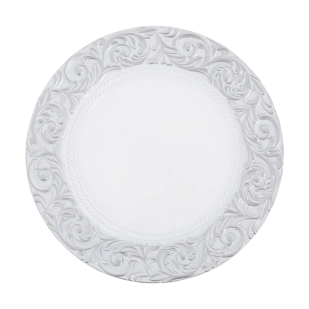50Pcs Round Plastic Charger Plates 13In Decorative Service Plate With Patterned Reusable For Birthday Parties, Weddings