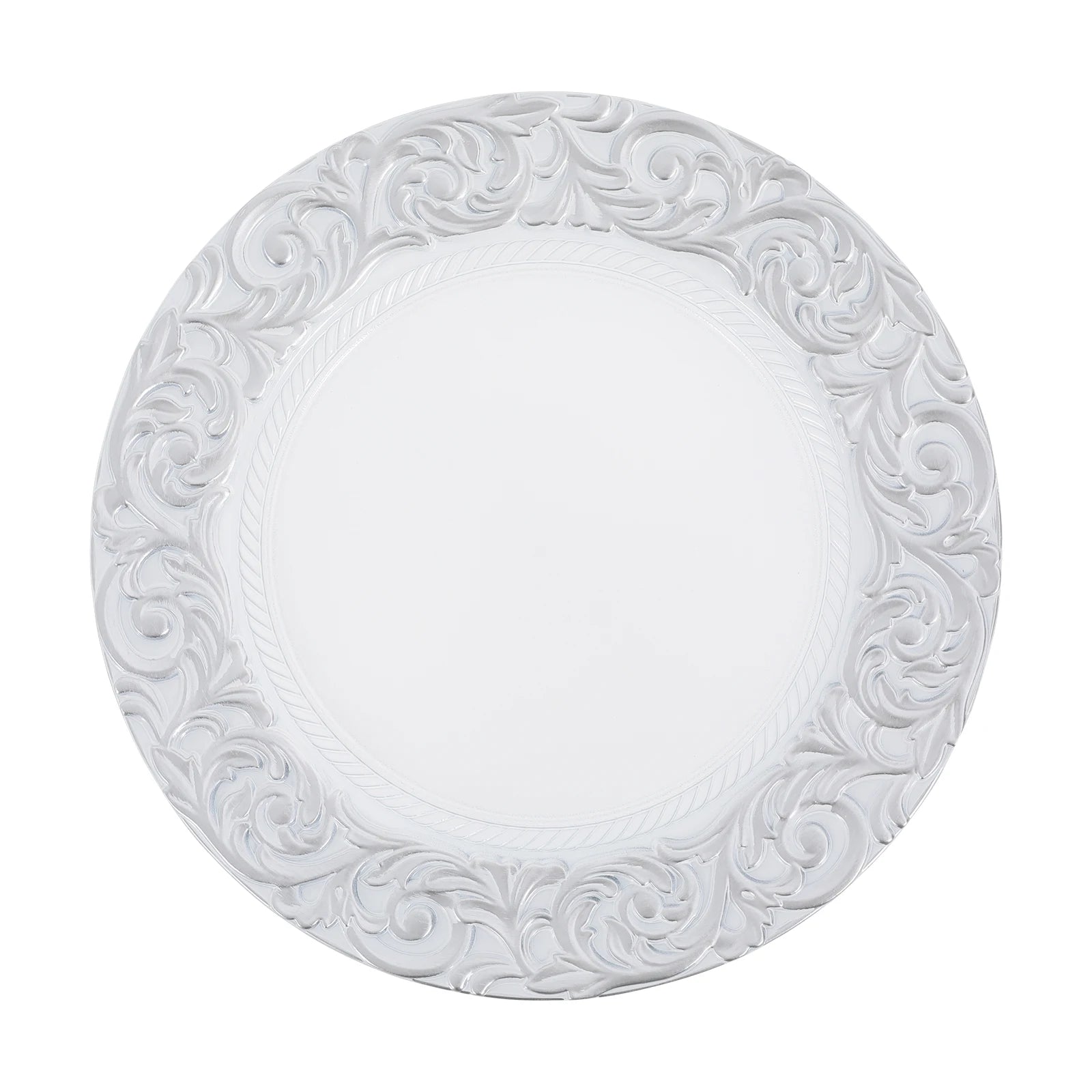 50Pcs Round Plastic Charger Plates 13In Decorative Service Plate With Patterned Reusable For Birthday Parties, Weddings