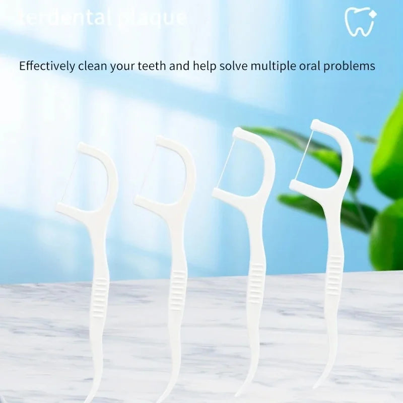 Individually Wrapped Dental Floss Picks, Hygienic. 8x6x3cm, Portable, for On-the-Go Freshness