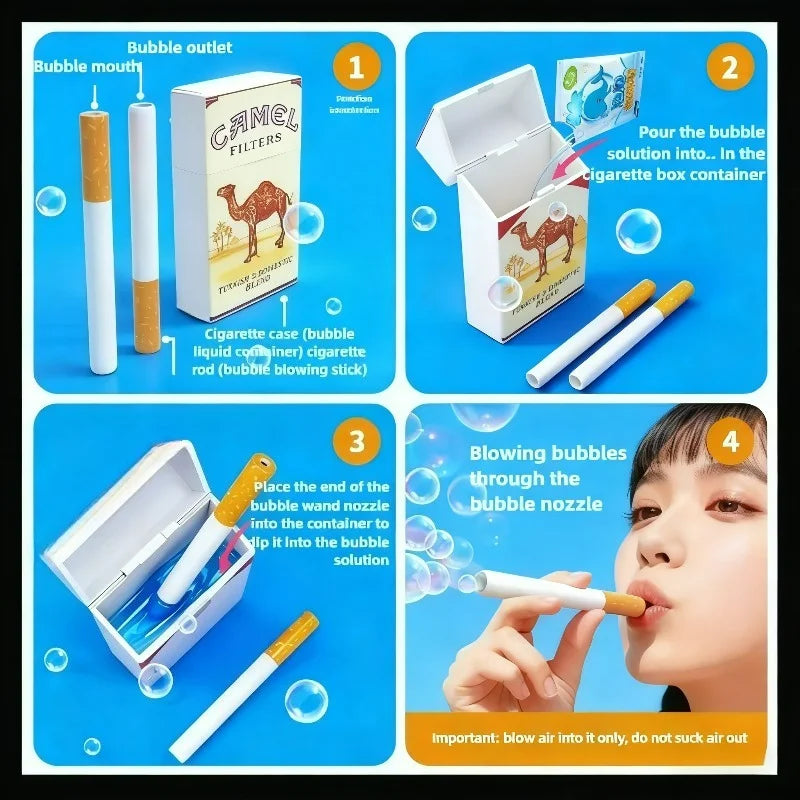 Prank Cigarette Toy，Realistic Fake Smoking Bubble Blower，Funny Gag Gift for Parties and Holidays