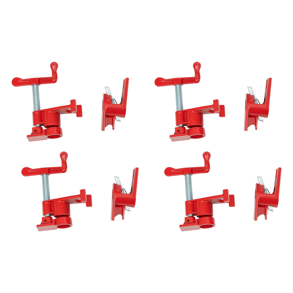 4 Pack 3/4" Wood Gluing Pipe Clamp Set Heavy Duty PRO Cast Iron Quick Release Bar Clamps Kit with Wide Base for Woodworking
