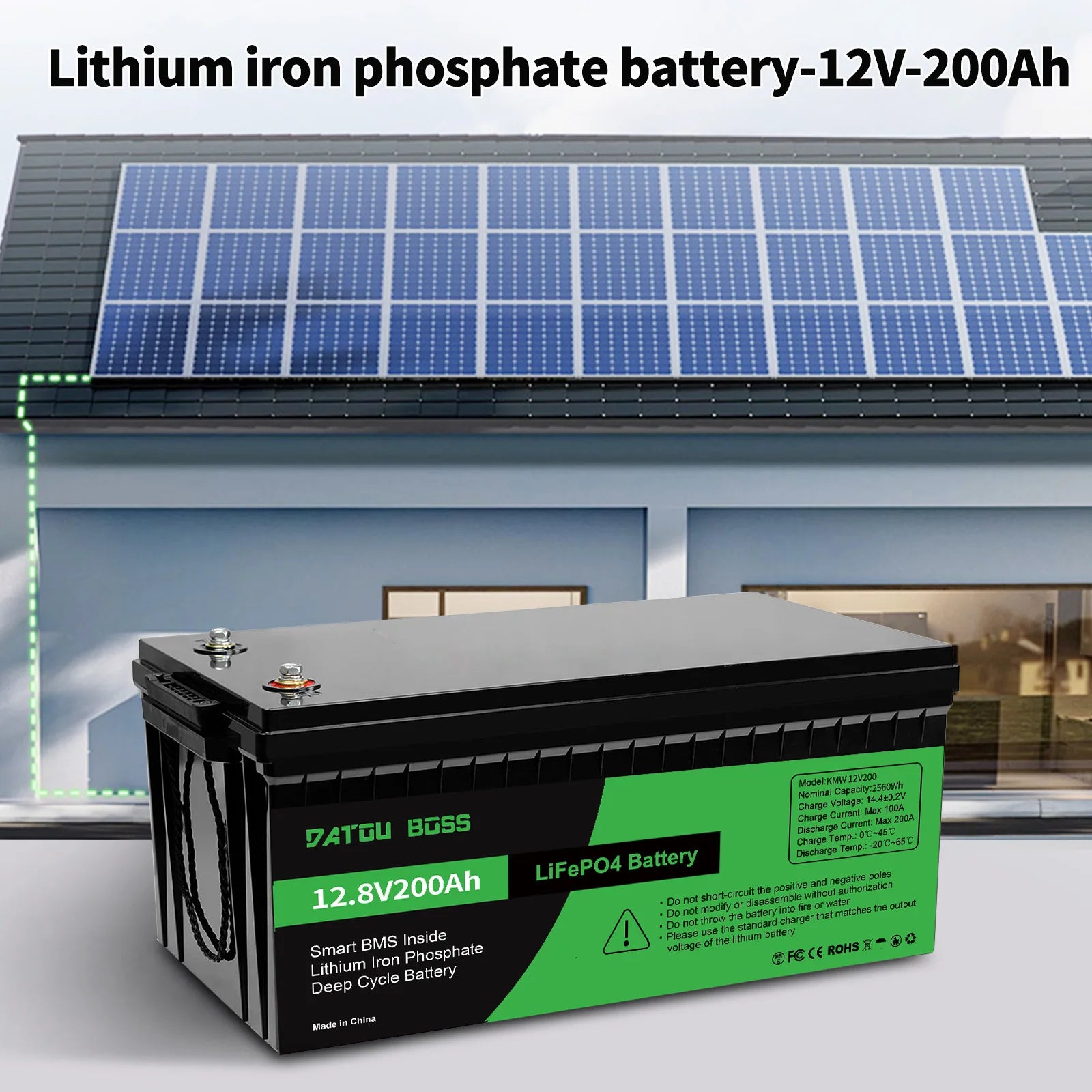 Batería LiFePO4 12V 200AH DATOUBOSS 2560W | BMS | Solar Recargable 🔋