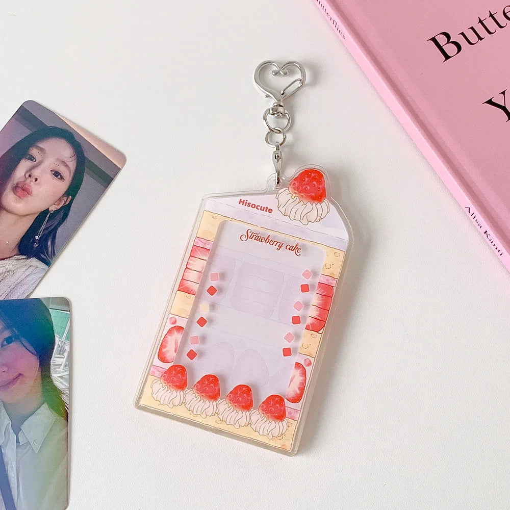 MINKYS Summer Fruit Acrylic 3 inch Kpop Photocard Holder Photo Card Holder Bag Pendant School Stationery