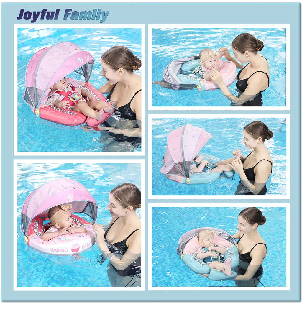 Mambobaby Float No-Slip Safe Harness ST-Cup Cake B503-150-W-Z  Safe Core No Inflation No Leaks Baby Swim Ring Toddler Pool Float