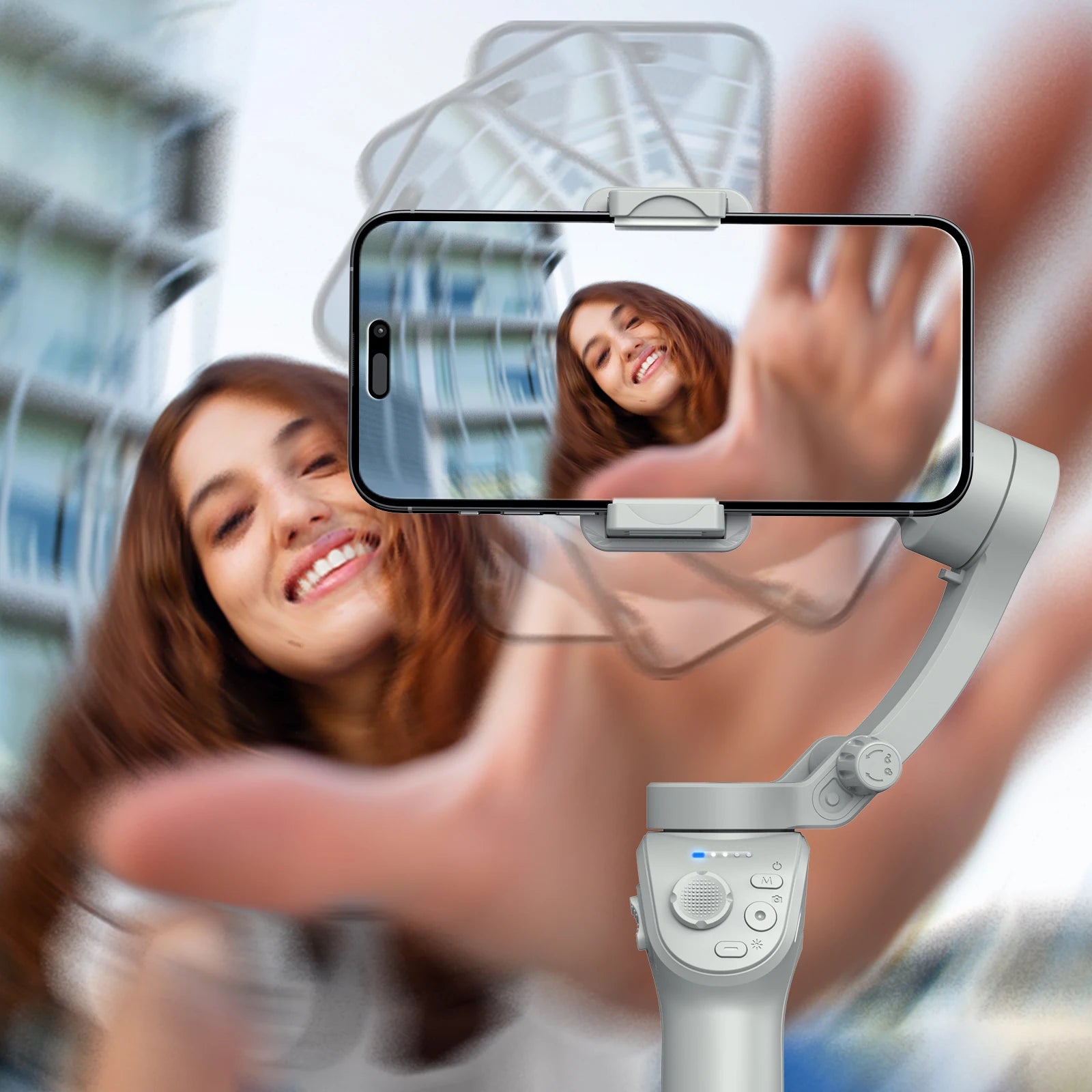 M01 3-Axis Smart Gimbal Handheld Stabilizer Selfie Tripod with Fill Light for Smartphone Anti Shake Foldable for Xiaomi iPhone - Firu Total Sales