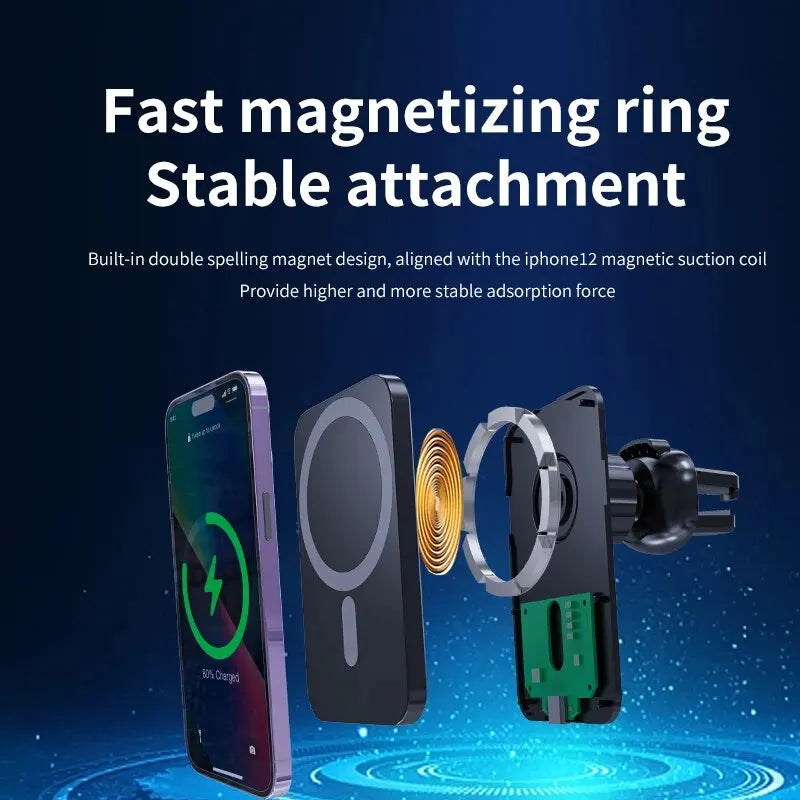 30W Magnetic Car Wireless Charger | MagSafe Compatible | iPhone 12-15 Pro Max