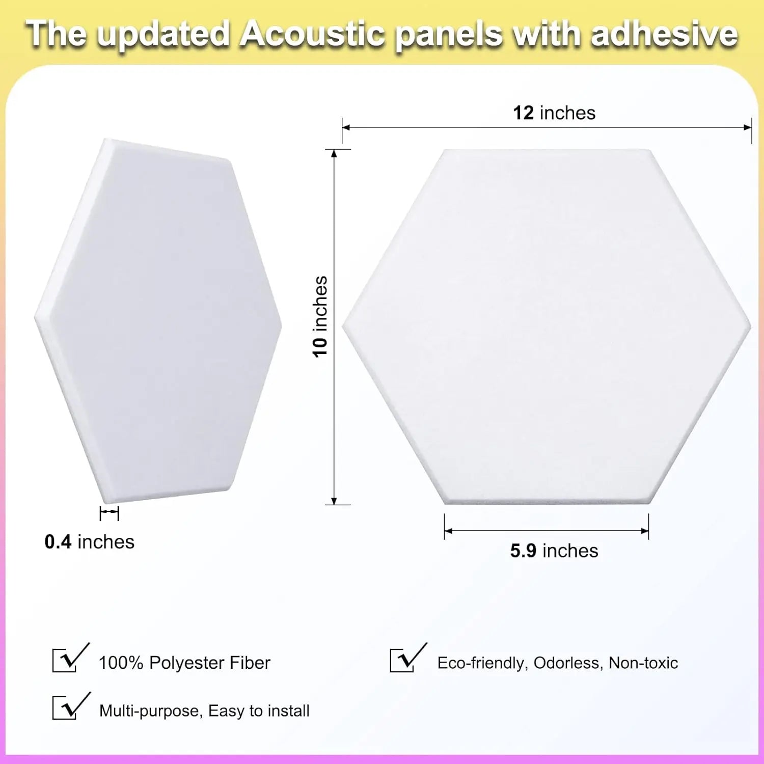 18 Pack Self-Adhesive Acoustic Panels, White Hexagonal Design, Soundproof Wall Panels for Home Office Decoration