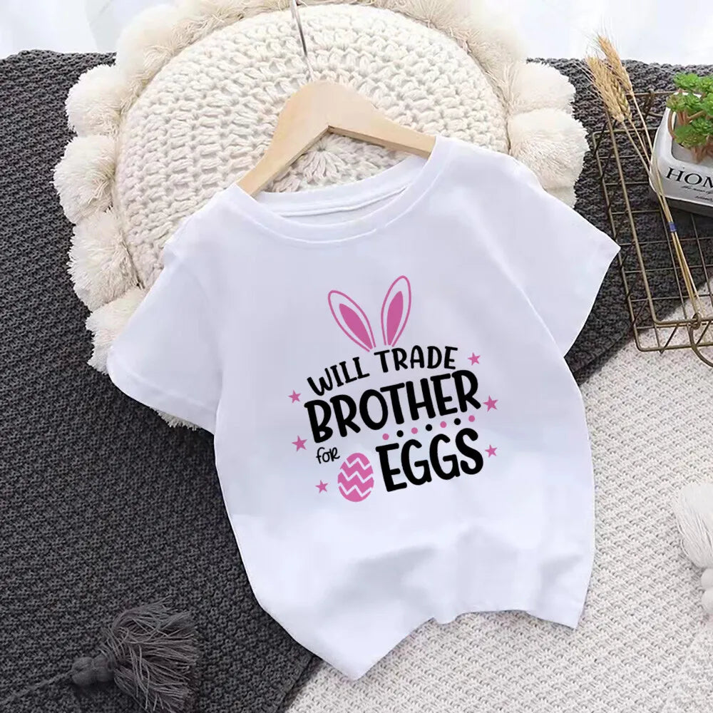 Camiseta de Pascua para Niños | Diseño Conejo | Hermanos a Juego