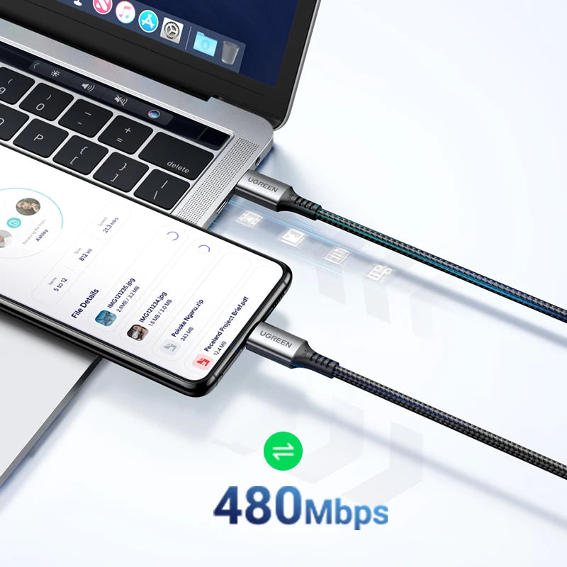 UGREEN Cable USB-C 100W 5A | QC4.0 | Trenzado Aluminio | iPhone 17/16/15, MacBook, Samsung S25/S24