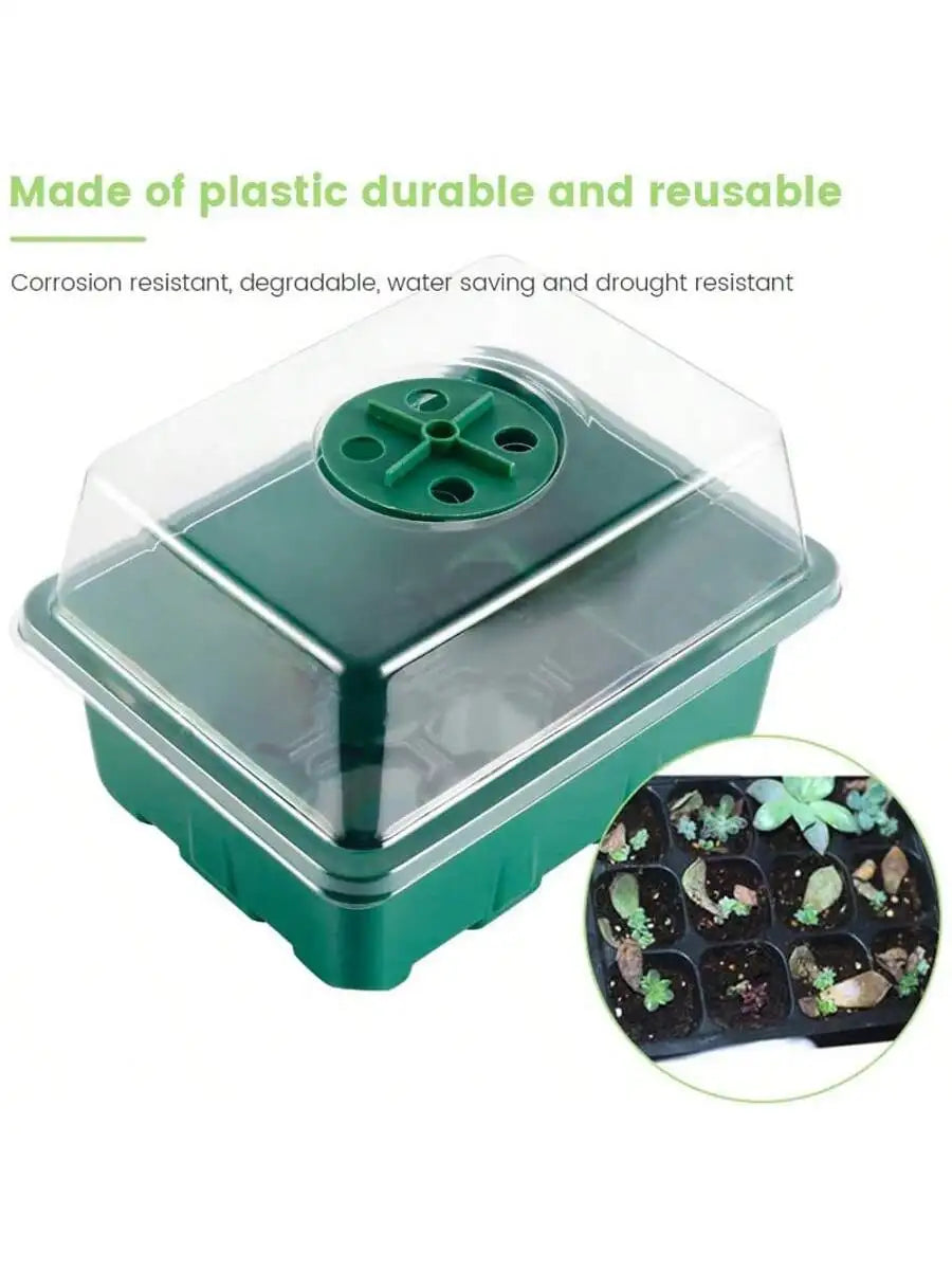 Seed Starter Kits Seedling Starter Trays (12 Cells per Tray) Humidity Adjustable Plant Germination Kits Garden Seed Starting Tra