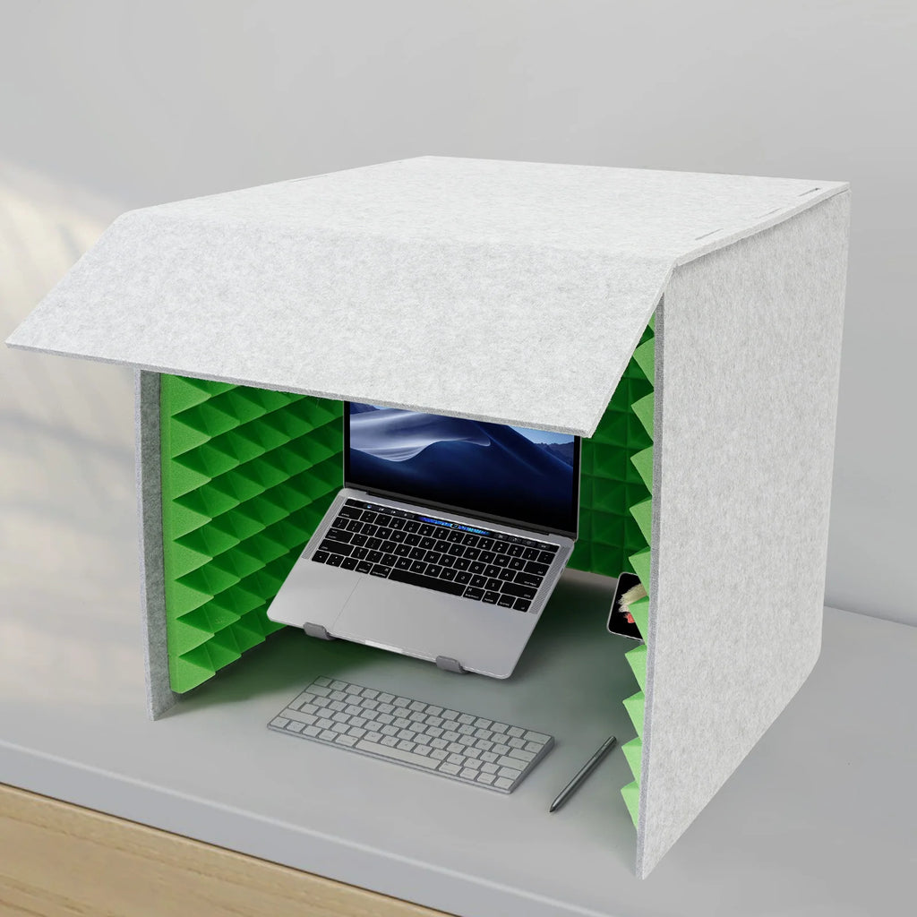 60x60x60cm Desktop Soundproof Cover Vocal Sound Absorbing Shield Acoustic Foam 62mm Total Thickness,Easy to Assemble for Home