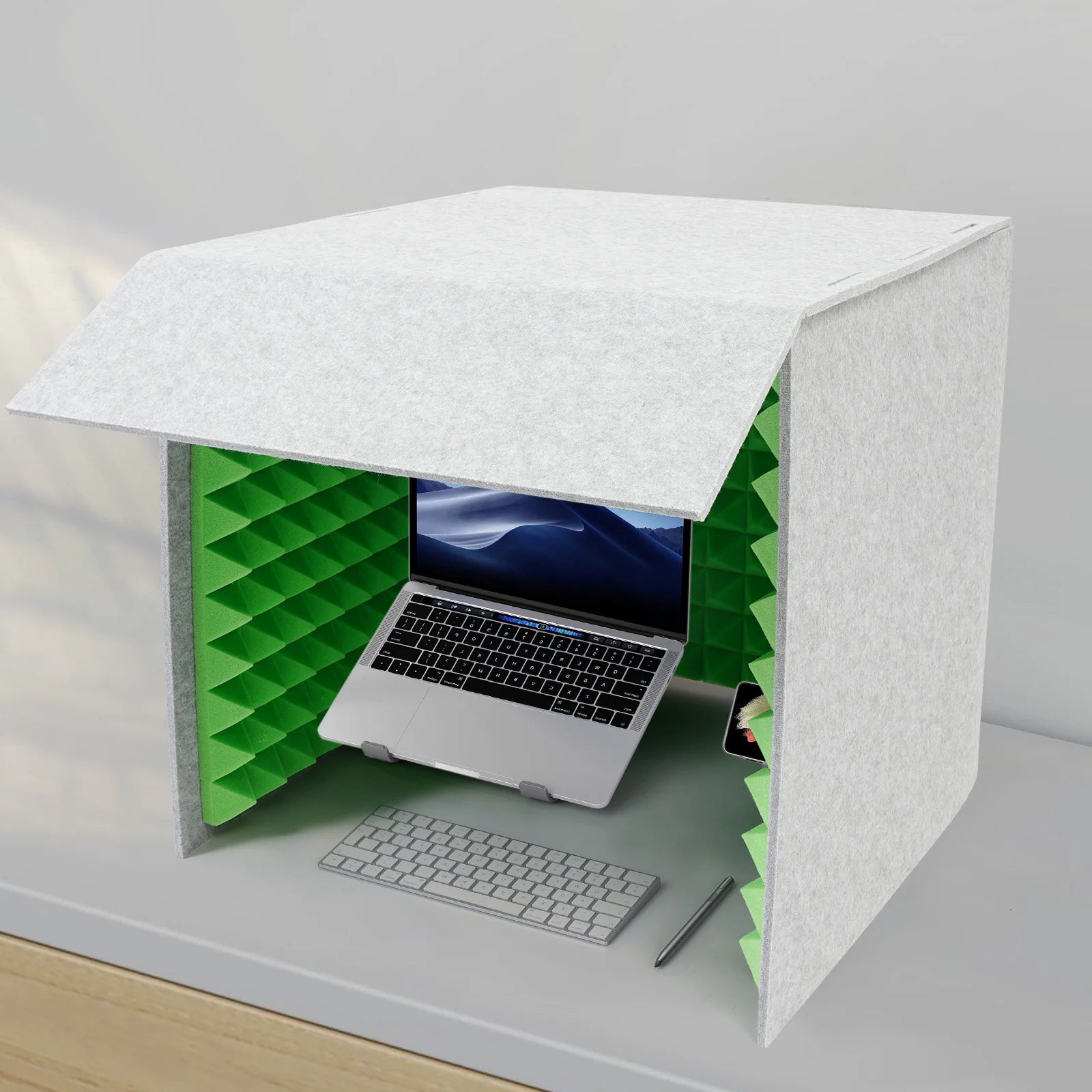 60x60x60cm Desktop Soundproof Cover Vocal Sound Absorbing Shield Acoustic Foam 62mm Total Thickness,Easy to Assemble for Home
