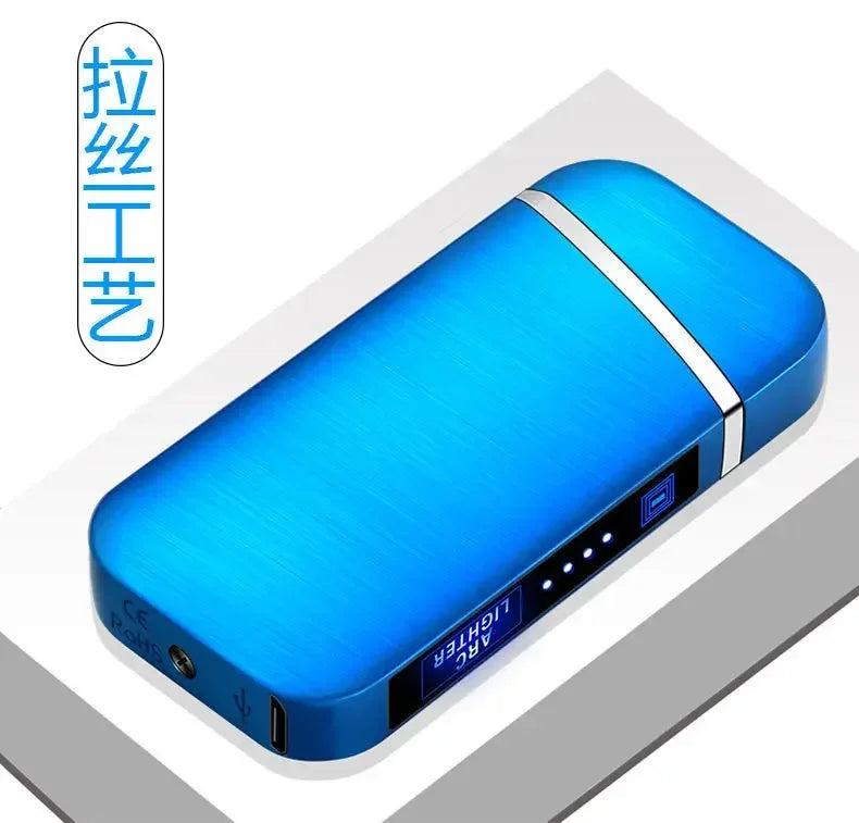 Smart Windproof Flameless Plasma Lighter | Double Arc USB Rechargeable | LED Power Display Touch | Metal Body