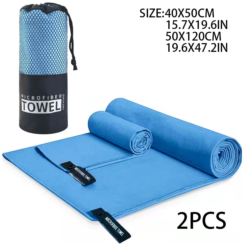 2-pcs Microfibre set sports towel fitness swimming towel body bath towel canbeused for yoga running camping beach WashclothTowel