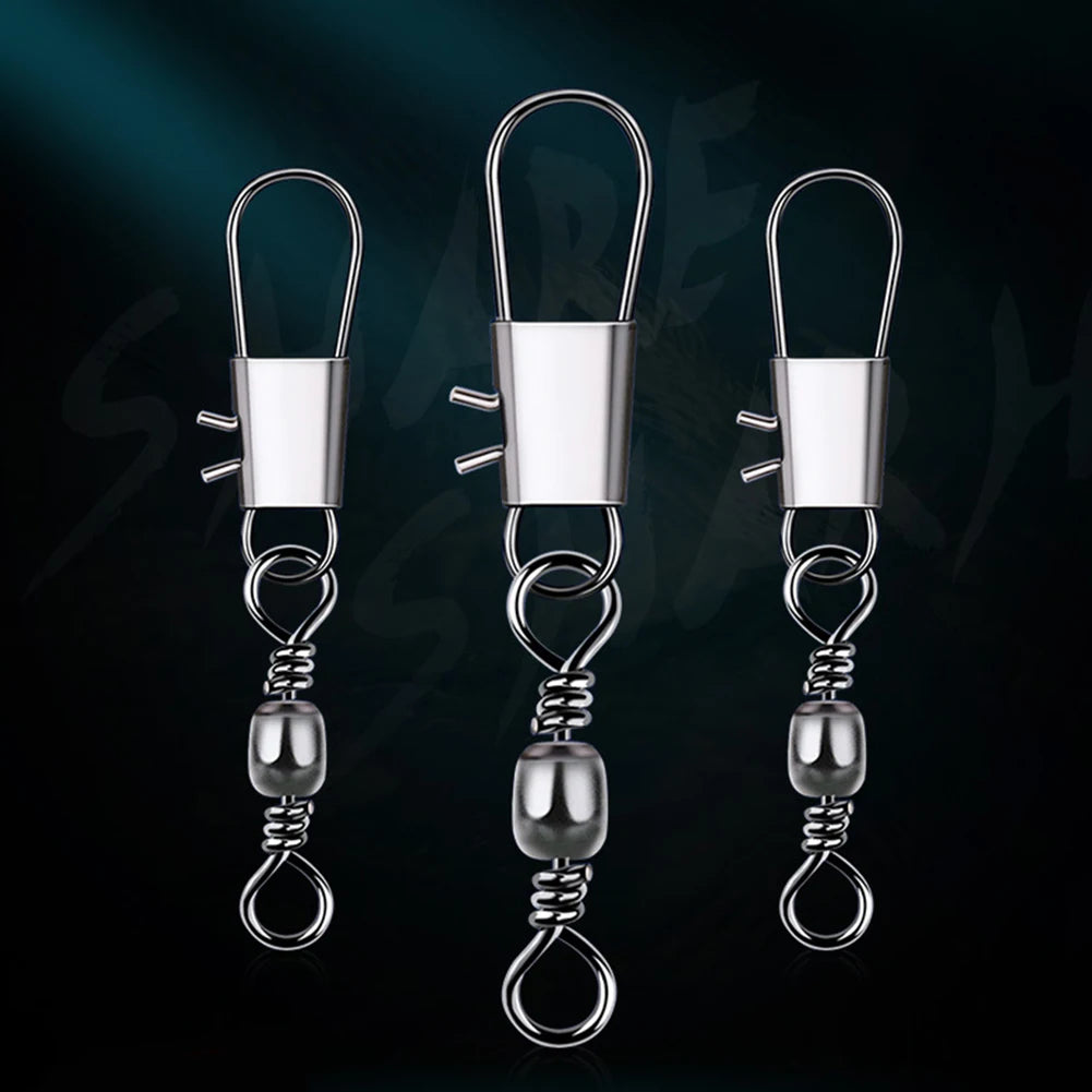 200pcs Bearing Rolling Swivel with Interlock Snap Rolling  Swivel Fishing Swivels for Connecting Fishing Line and Lures