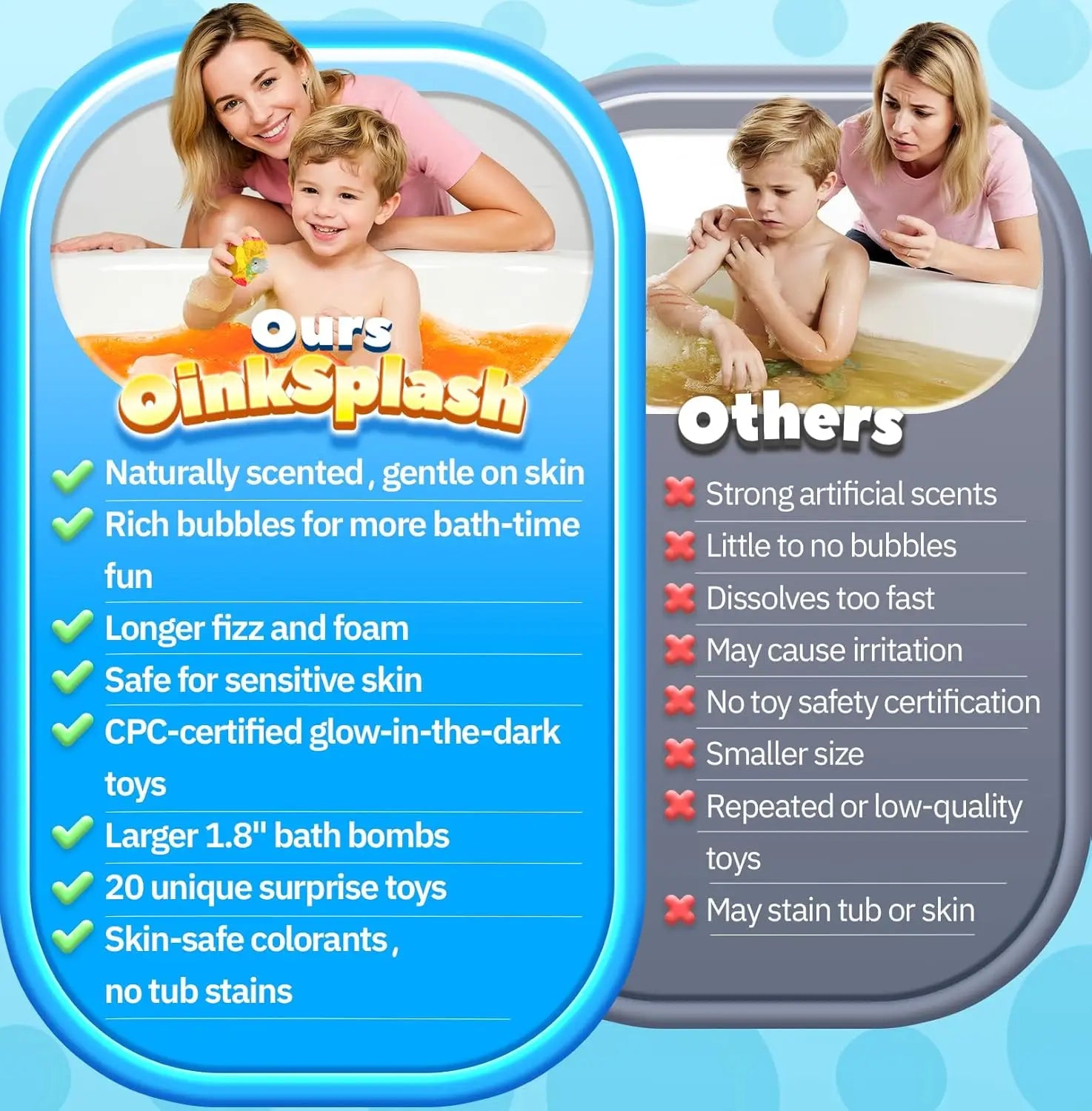 Kids Bath Bombs with Surprise Toys, 20-Pack Glow-in-the-Dark Fizzy Balls for Fun Christmas Gifts
