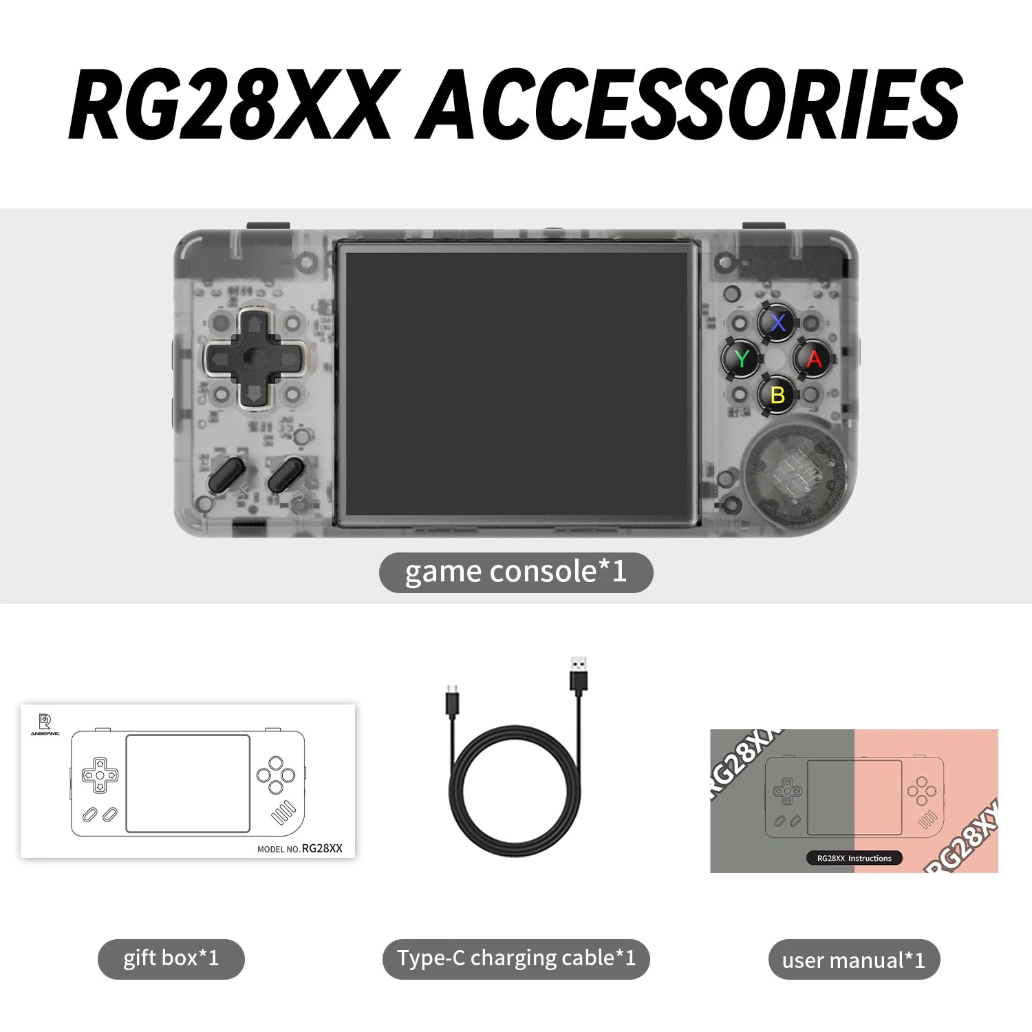 ANBERNIC RG28XX Handheld Game Console 2.83'' IPS Screen HDMI Output Portable Video Player Ebook Reader Game Player Gift Mini A30