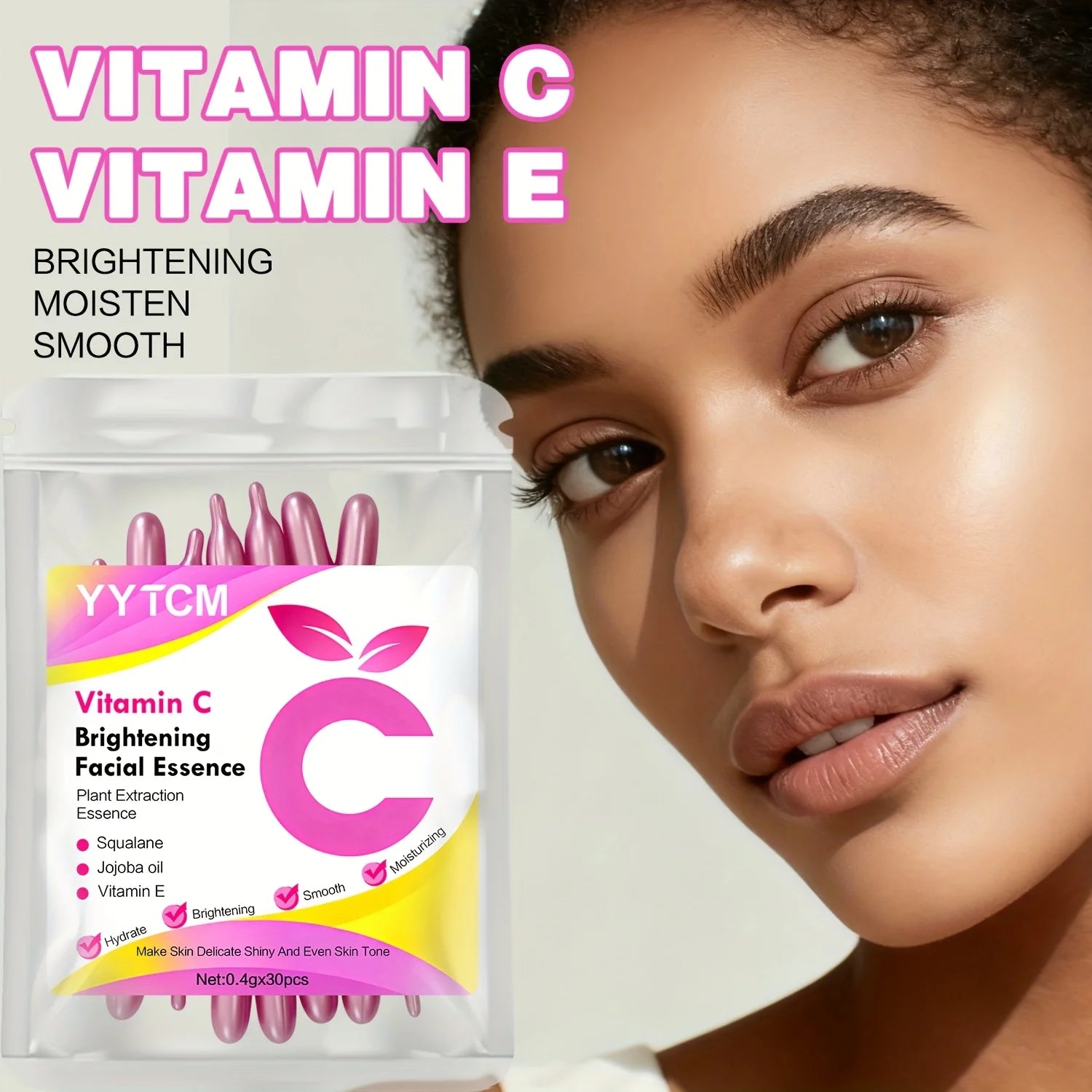 Vitamin C Brightening Capsule Essence | Squalane + Vitamin E | 30 Caps | Deep Hydration