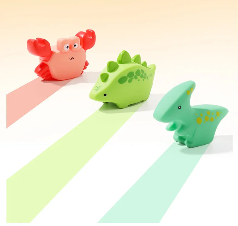 Baby Dinosaur Bath Toys for Toddler Infant Water Spraying Squeeze-sounding Dabbling Toy Floating Animals Kids Bathtub Pool Toys