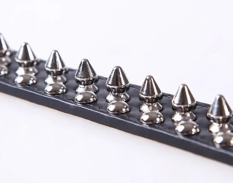 Adjustable Leather Pet Dog Collar Neck Strap Supplies PU Leather Punk Rivet Spiked Dog Collar Pet Collars for Small Dog Cat