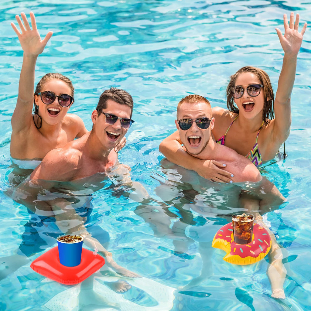 3/6/12PCS Floating Cup Holder Inflatable Swimming Pool Drink Cup Stand Cooler Table Party Supplies for Pool Beach Swimming