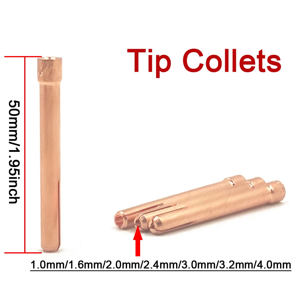 12Pcs TIG Welding Torch Consumable Collect Bodies Ceramic Nozzles Back Cap For WP17 WP18 WP26 Durable Practical Accessories
