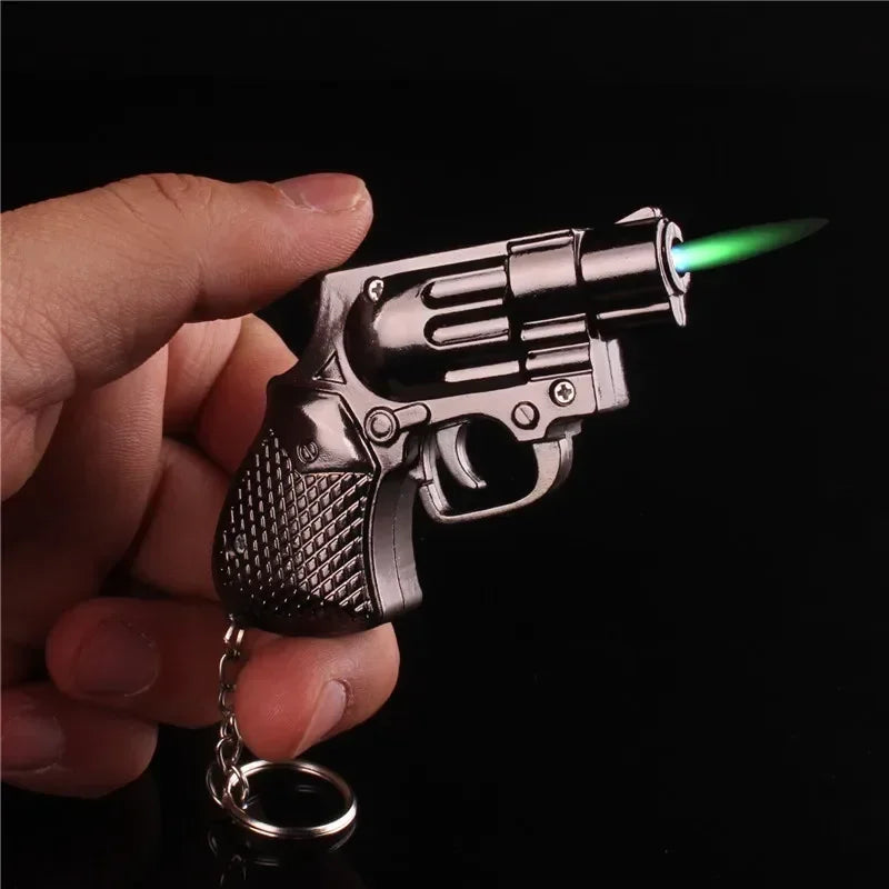 Various Gun Shape Cigarette Lighter，mini Portable Torch Lighter Refillable Butane Gas Open Flame Lighter Smoking Accessories