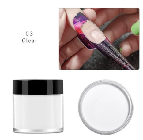 3Colors Acrylic Nail Powder Transparent/Pink/White Carving Crystal Polymer Powder Manicure Nail Polish Professional Accessories#