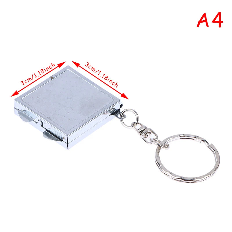Round Heart Oval Square Shape Double Sided Cosmetic Mirror Metal Folding Keychain Makeup Mini Mirror