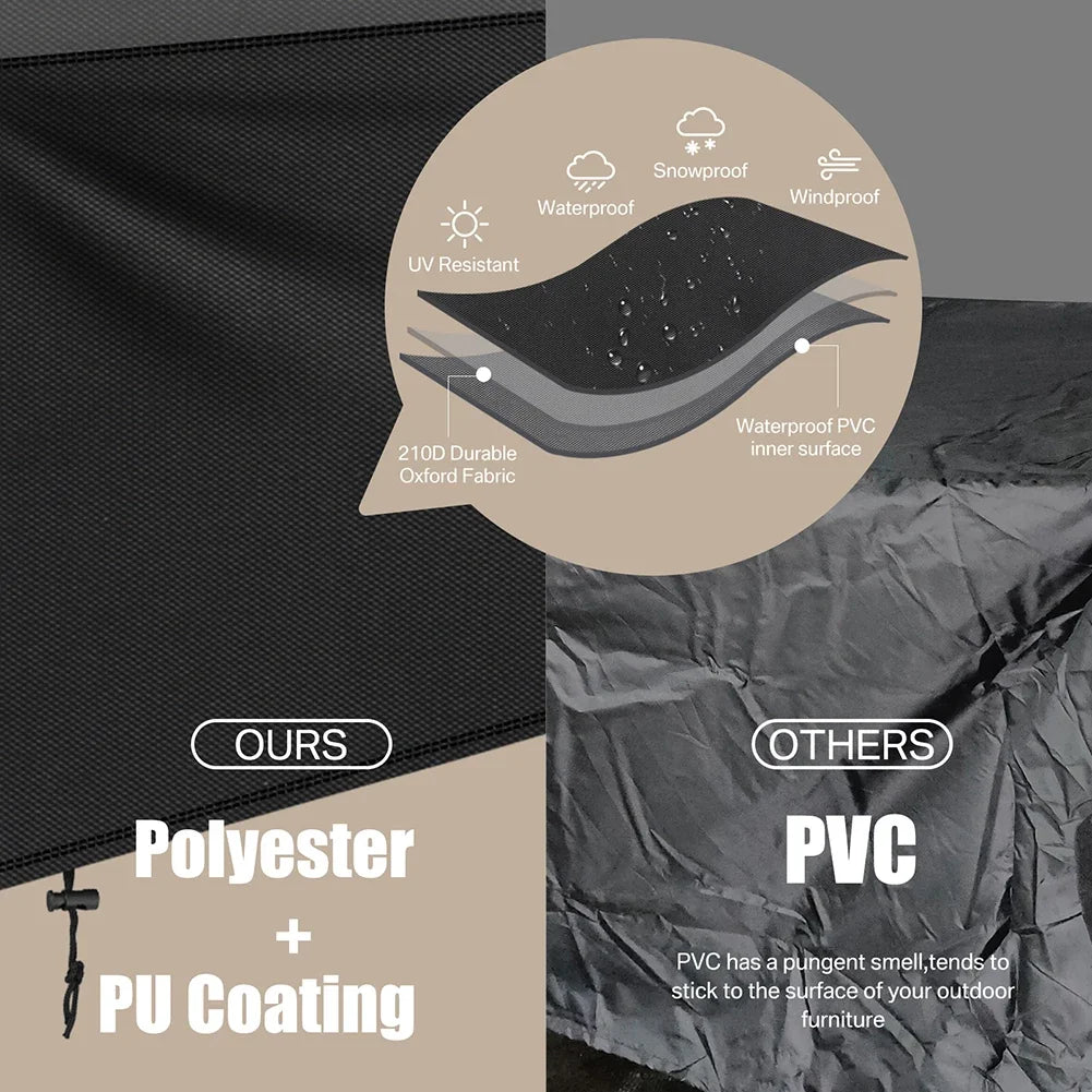 Garden Furniture Cover with Air Vent Waterproof Windproof Anti-UV Heavy Duty Rip Proof 600D Oxford Patio Garden Table Cover Pack