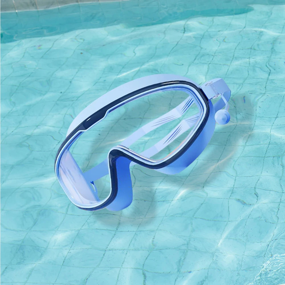 Kids Swim Goggles HD Swim Glasses with Earplugs UV Protection Swimming Goggles Large Frame Swim Sports Eyewear for Boys Girls