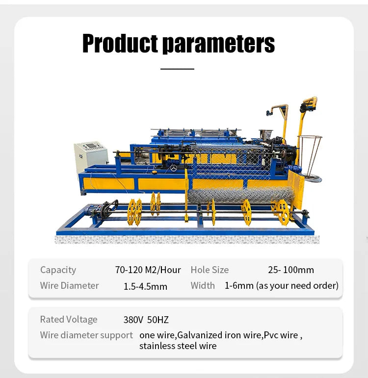 Corrosion-Resistant Chain Link Fence Weaving Machine  Full Automatic Double Chain Link Fence Machine Wire Mesh Knitting Machine