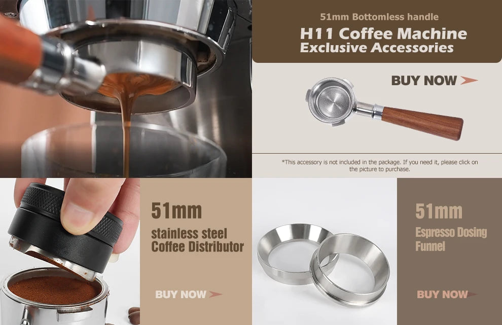 HiBREW H11 Cafetera Espresso 20 Bar | Inox | Semi Automática | ESE POD y Polvo | Cappuccino | Agua Caliente - Firu Total Sales