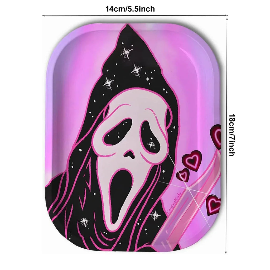 2 Pieces Spooky Ghost Halloween Rolling Tray Herb Grinder Kit Tobacco Smoke Accessories