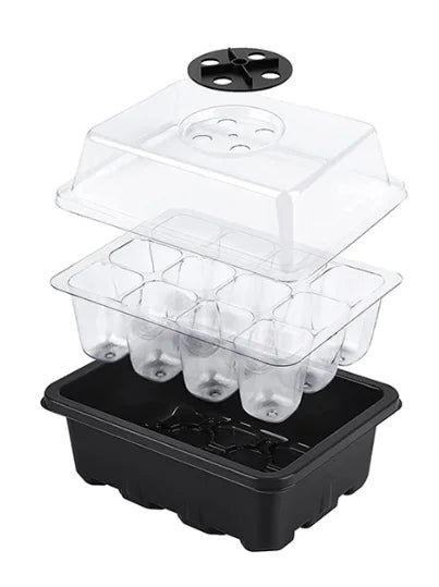 Seed Starter Kits Seedling Starter Trays (12 Cells per Tray) Humidity Adjustable Plant Germination Kits Garden Seed Starting Tra