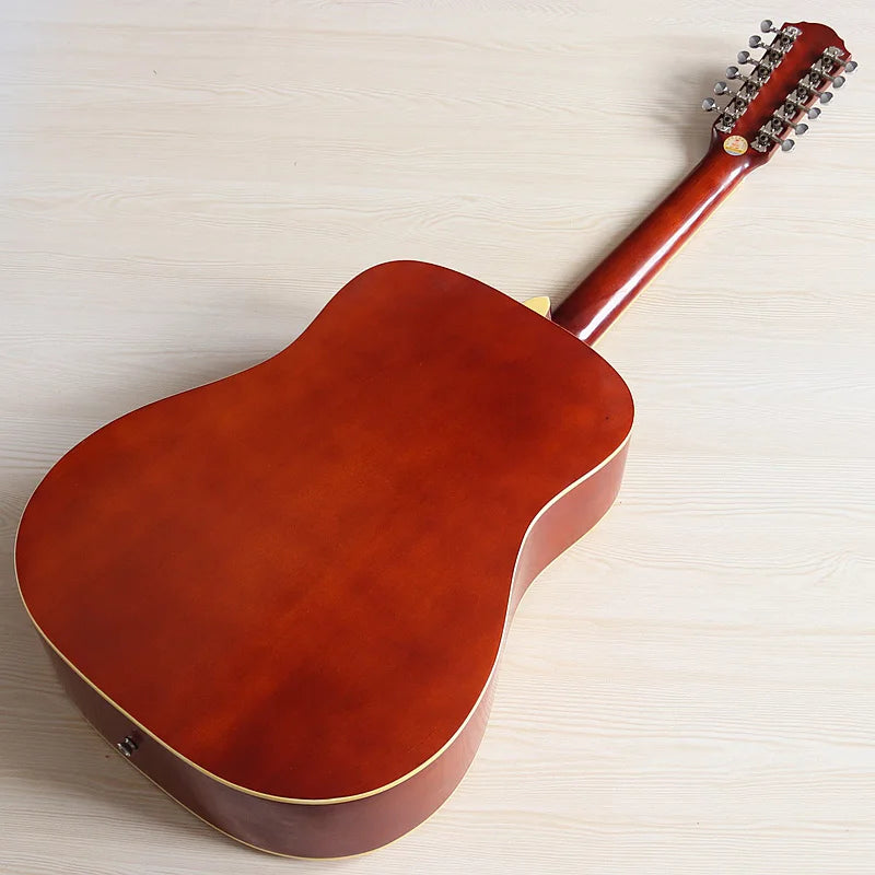 Guitarra Acústica de 12 Cuerdas 41" | Madera Spruce | Diseño Folk | Negro y Natural 🎸