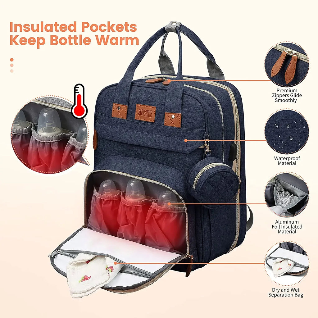 Mochila Pañalera 3 en 1 | Bolso Maternal Multifuncional para Mamá