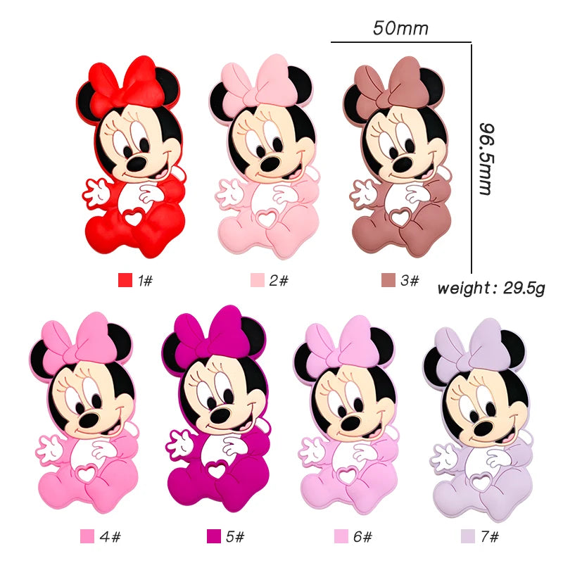1/3/10pcs Silicone Mickey Teething Beads Food Grade Cartoon Shape Baby Teethers Toys DIY Pacifier Clips Chain Accessories