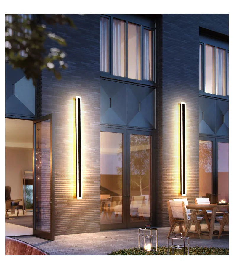 Modern Waterproof outdoor Long Strip LED wall lamps IP65 Aluminum Wall Light Garden porch Sconce Lights 110V 220V wall washer