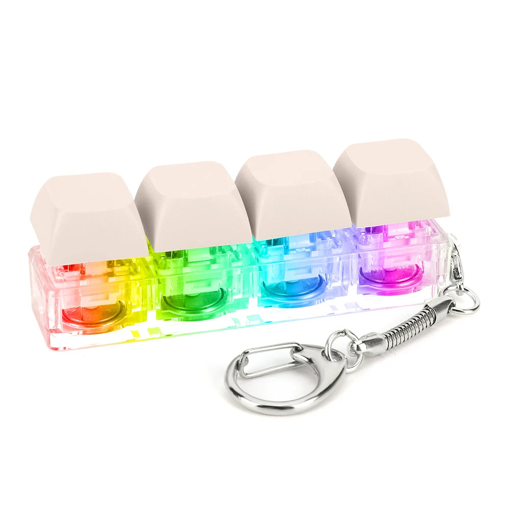 4 Keys Button Keycap Fidget Keychain Keyboard Key Toy Keyboard Clicker Toy Keyboard Cube Toy for Adult Gifts To Relief Pass Time