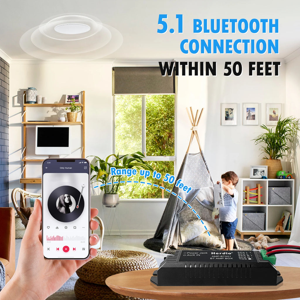 Herdio 4PCS 4'' 160W Marine Waterproof Bluetooth Speaker HIFI Full Range Stereo Motorcycle Boat UV-Proof Outdoor Sound Box